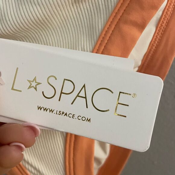 NWT L*Space Foley Bitsy Bikini Bottom Size Large White Orange - Picture 12 of 13